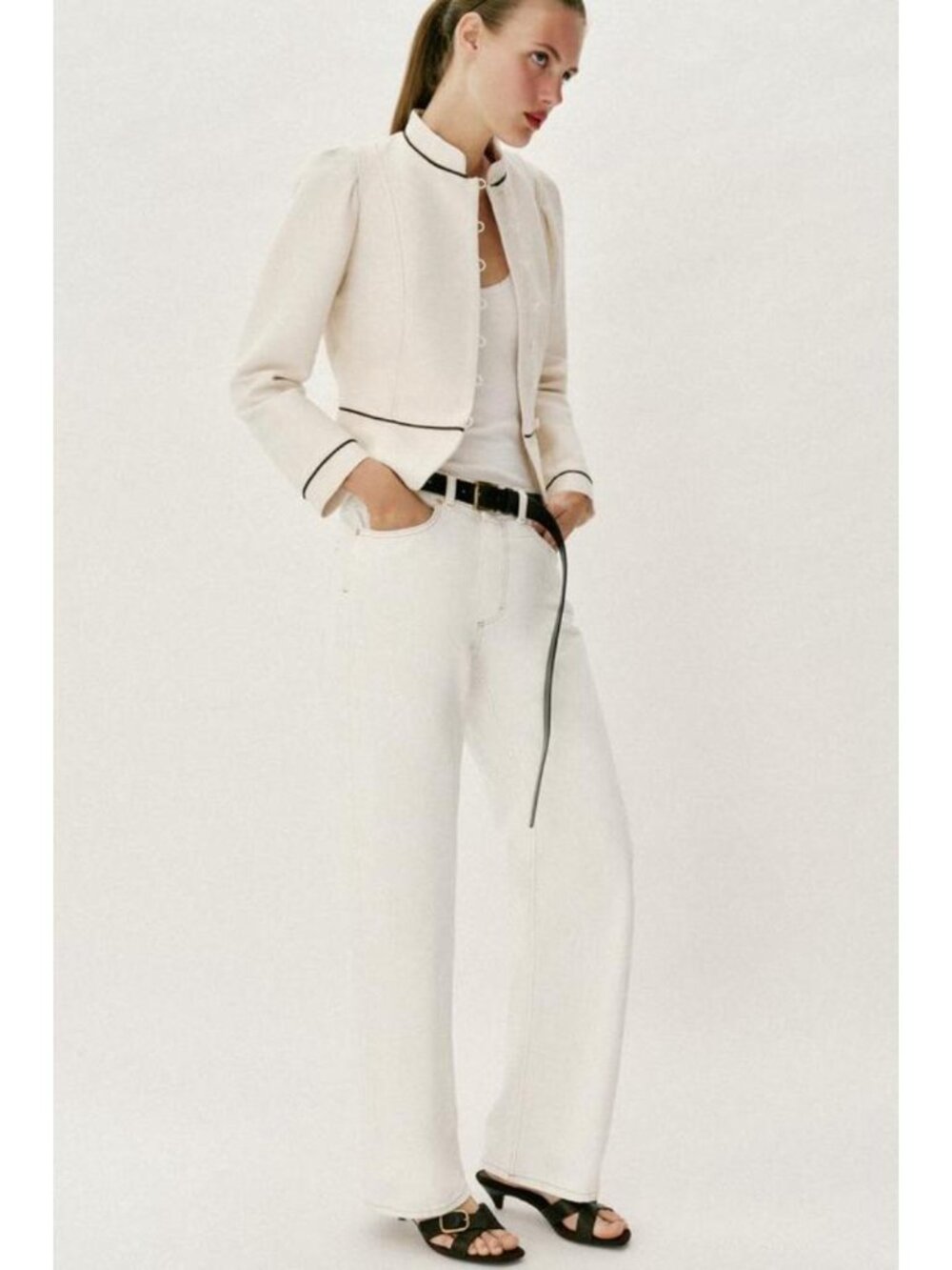 ZARA TAILORED CONTRAST PIPING BLAZER